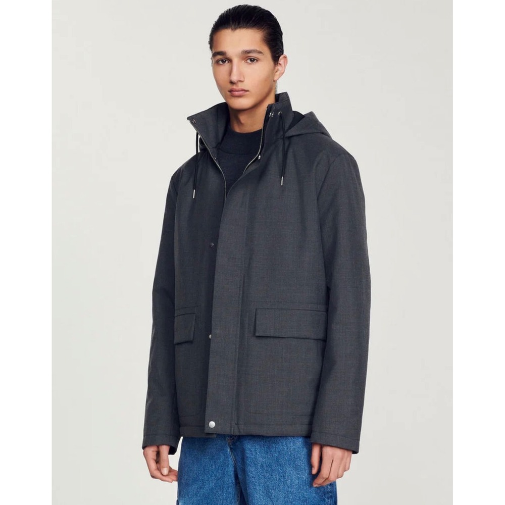 Sandro Deck Technical Parka Coat Anthracite  – Men's XXL – NWT‎